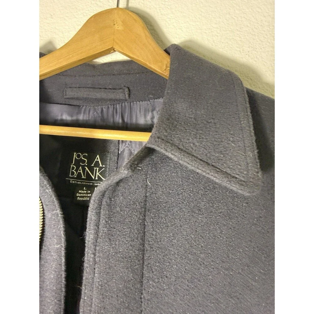 Jos. A. Bank Black Wool Cashmere Bomber Jacket Men’s Large Quilted Lined Zip
